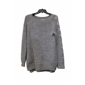 Alya Francesca’s Gray Marled Knit Sweater Medium | Cable Sleeve Cozy Crewneck